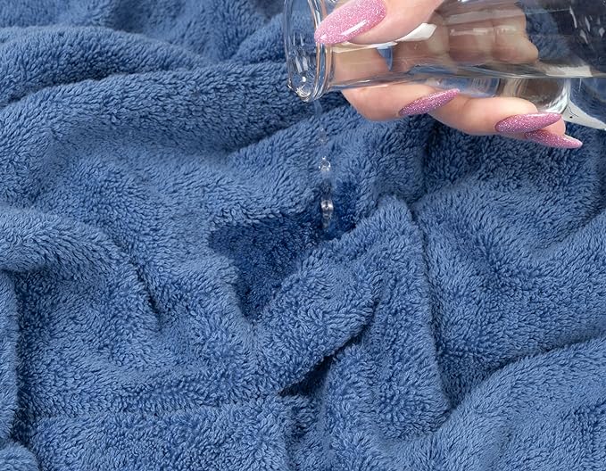 American Soft Linen Luxury 6 Piece Towel Set, 2 Bath Towels 2 Hand Towel 2 Washcloths, 600 GSM 100% Cotton Turkish Towels for Bathroom, Electric Blue Towel Sets