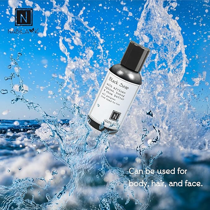 Nabila K Uzuri Hydration Gift Set – Includes Organic Mango Vanilla Body Scrub, Black Soap, Coconut Milk Body Butter & Watermelon Lip Polish – Luxury Bath Kit for Women & Men – Ready-to-Gift Spa Box