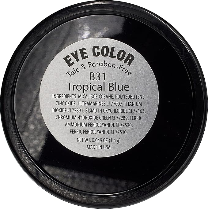Tropical Classic Blue Shimmering Pressed Powder Single Vegan Eyeshadow; Talc, Paraben & Cruelty Free