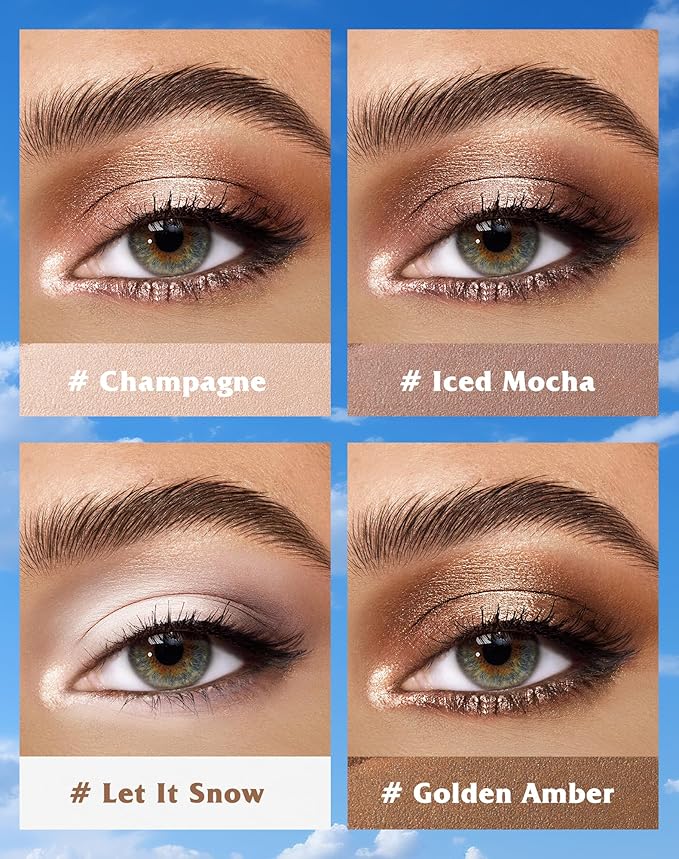 KIMUSE Eyeshadow Stick 4 Colors Set, 3-in-1 Eye Brightener Stick, Long Lasting, Waterproof, Buildable Color, Natural Glow for Daily & Party Makeup