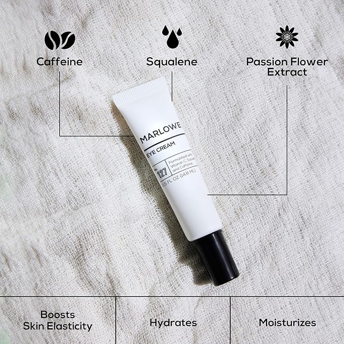 MARLOWE. No. 127 Mens Eye Cream with Vitamin C, Caffeine and Moisturizing Squalane for Puffiness, Wrinkles & Dark Circles, Targeted Under Eye Skin Care, 0.5 FL Oz