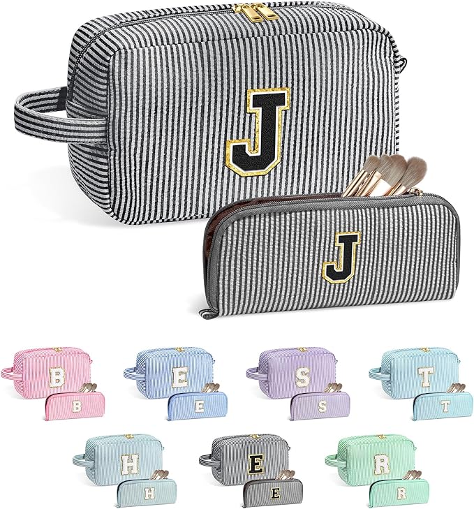 YOOLIFE Gifts for Teen Girls - Personalized Initial Makeup Bag, Birthday Gifts for Women Sister Friend Daughter Girls Kids