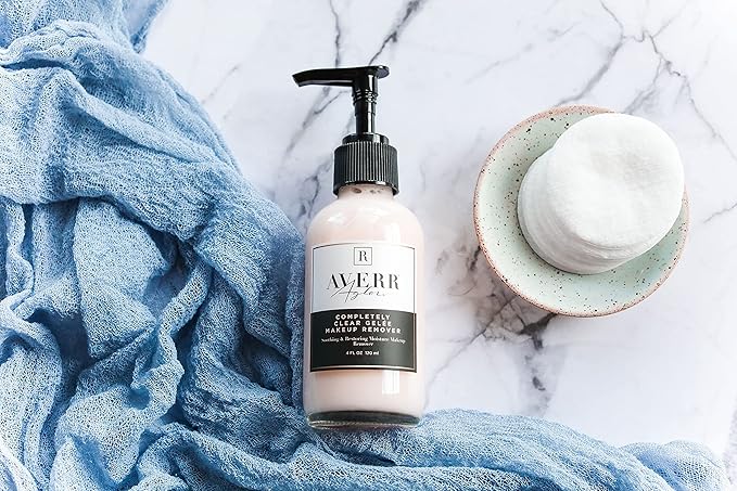 Averr Aglow Completely Clear Gelée Makeup Remover, Face Care, Boost Collagen, Calm Skin, Natural Plant Based Solution Facial Cleanser, Removes Waterproof Makeup