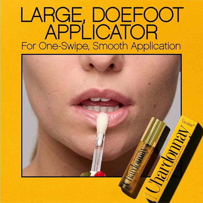 VACATION Chardonnay Lip Oil SPF 30, Sunscreen for Lips, Hydrating, Caramel Vanilla Flavored Lip Gloss, Clear Plumper, Non-Sticky, Vegan, 0.2 Fl. Oz. (Pack of 2)