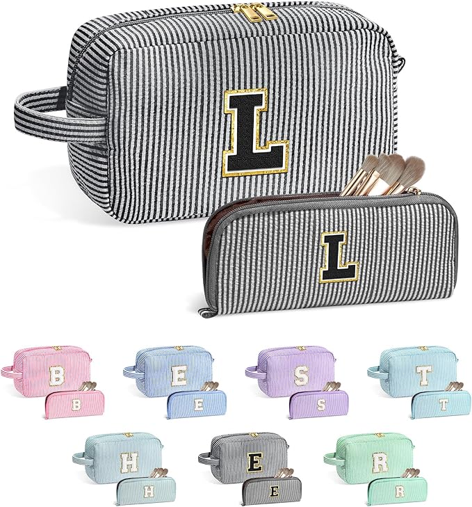 YOOLIFE Gifts for Teen Girls - Personalized Initial Makeup Bag, Birthday Gifts for Women Sister Friend Daughter Girls Kids