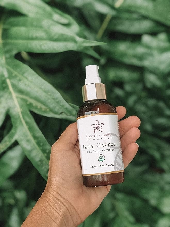 Honey Girl Organics Facial Cleanser, USDA Organic Cleanser & Makeup Remover w/Beeswax, EVOO & Lemon Oil. Remove Dirt, Balance Skin, Ease Inflammation. Naturally has pollen, propolis, royal jelly. 4oz