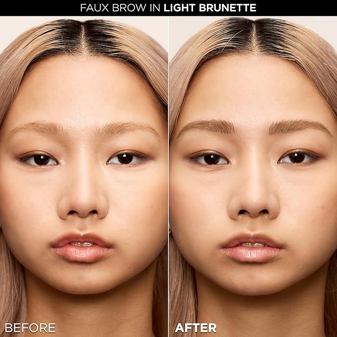 L'Oreal Paris Faux Brow, Hair-Like, Filling Eyebrow Pen with Double-Brush Tip, Fast & Precise Eyebrow Makeup, Light Brunette, 0.04 Fl Oz