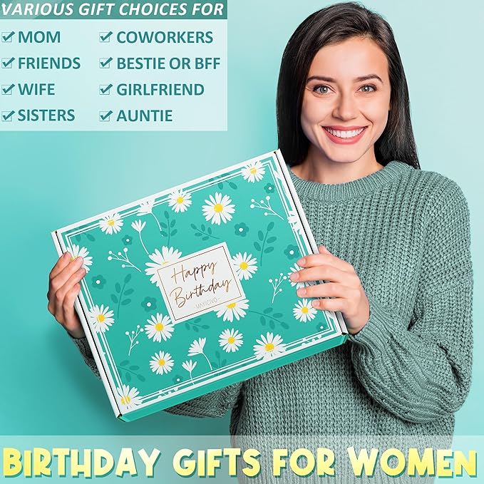 Birthday Gifts for Women Friendship, Unique Happy Birthday Gifts Basket for Mom Her Best Friend Sister Wife Girlfriend Coworker, Luxury Self Care Box Ocean Relaxing Spa Gifts Set for Women w/ Blanket