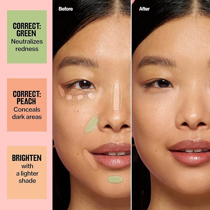 Revlon Glimmer Correcting Concealer, Liquid Under Eye Makeup, Made with Caffeine, Vitamin C, & Stevioside, 101 Peach, 0.3 fl oz