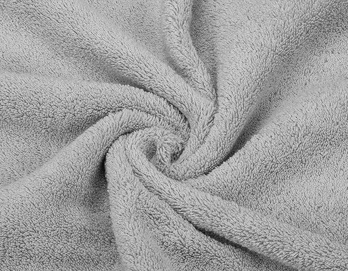 American Soft Linen Luxury 6 Piece Towel Set, 2 Bath Towels 2 Hand Towel 2 Washcloths, 600 GSM 100% Cotton Turkish Towels for Bathroom, Light Grey Towel Sets