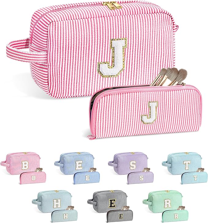 YOOLIFE Gifts for Teen Girls - Personalized Initial Makeup Bag, Birthday Gifts for Women Sister Friend Daughter Girls Kids