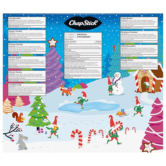 ChapStick 12 Days of Holiday Advent Calendar Lip Balm Gift Set - 0.15 Oz