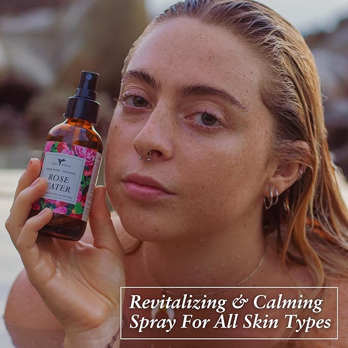 Rose Water Spray for Face by Baja Basics - Pure, Organic Facial Toner for Hair and Aromatherapy Large 4 oz