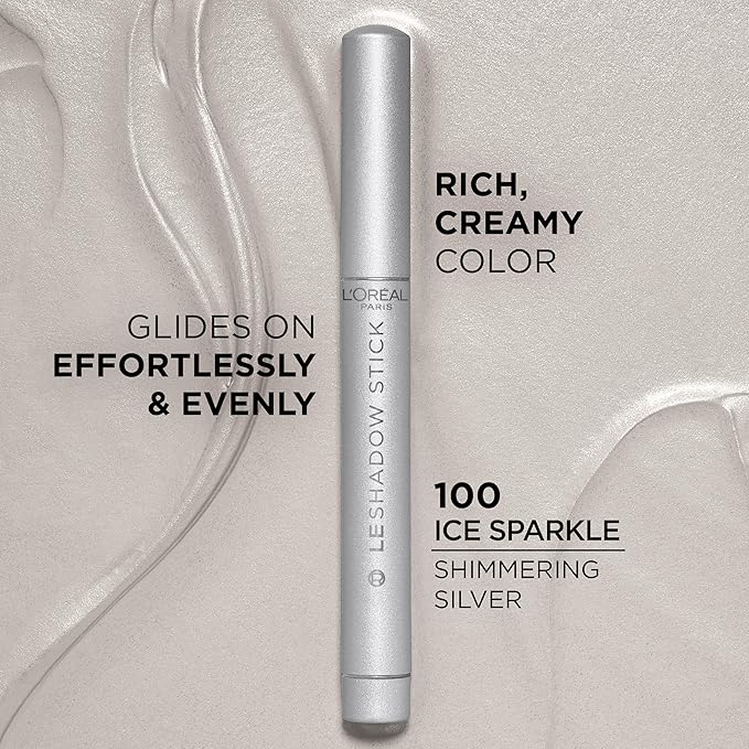 L'Oreal Paris Makeup Le Shadow Stick Eyeshadow, Blendable, Smudge-Resistant, Cream Eyeshadow, Ice Sparkle, 0.05 Oz