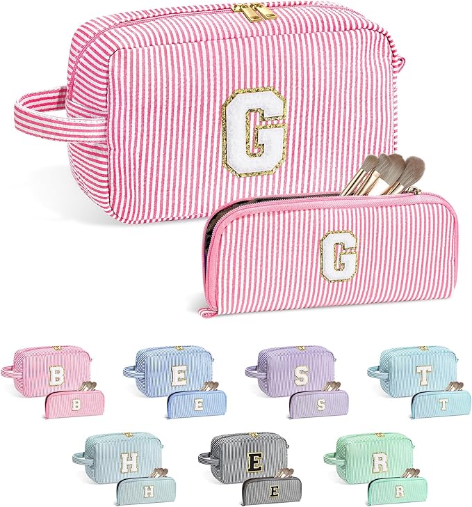 YOOLIFE Gifts for Teen Girls - Personalized Initial Makeup Bag, Birthday Gifts for Women Sister Friend Daughter Girls Kids