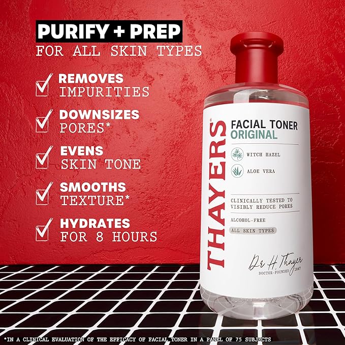 THAYERS Alcohol-Free, Hydrating Original Witch Hazel Facial Toner with Aloe Vera Formula, Vegan, Dermatologist Tested and Recommended, 12 Oz (Packaging May Vary)
