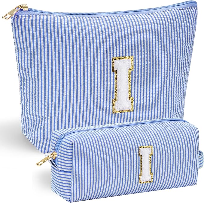 YOOLIFE Birthday Gifts for Women Teen Girls - Birthday Gifts Idea for Friend Female | Cute Blue Makeup Bag Pouch Cosmetic Bag Travel Toiletry Bag for Her Mom Girlfriend Wife Bridesmaid Teenage I