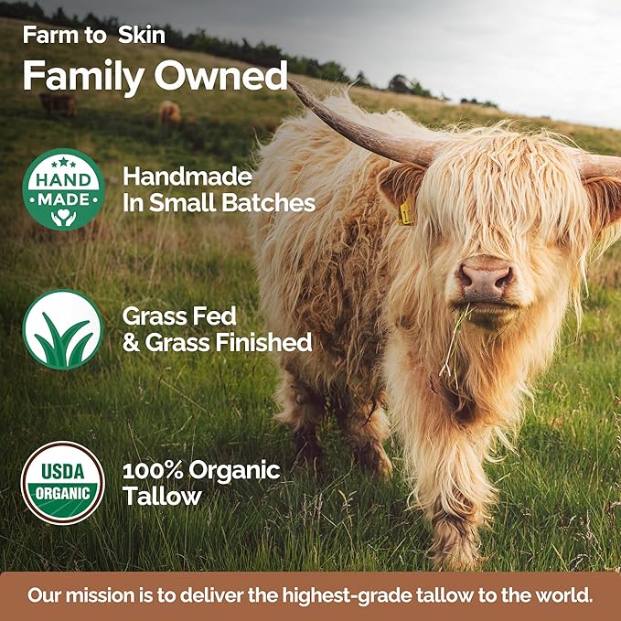 100% Organic Grass-Fed Beef Tallow and Manuka Honey Balm, Natural Moisturizer Cream for Face & Body, Eczema Relief Cream, Moisturizer for Dry Skin, Pure Tallow Face Moisturizer for Sensitive Skin, 4oz