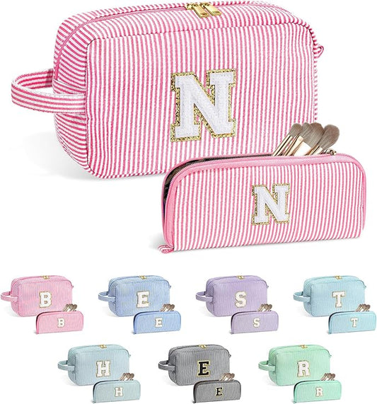 YOOLIFE Gifts for Teen Girls - Personalized Initial Makeup Bag, Birthday Gifts for Women Sister Friend Daughter Girls Kids