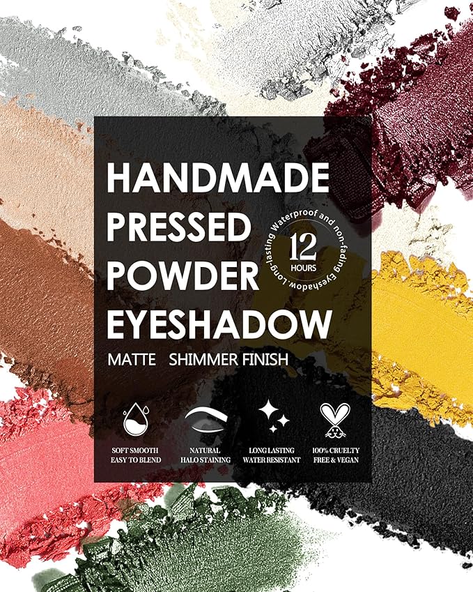 Single Christmas Red Eyeshadow Matte Handmade Pressed Eyeshadow Palette With No Creasing High Pigmented Long Lasting Red Eye Shadow (ChristmasRed)