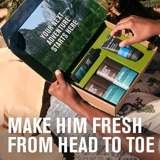 Every Man Jack Men’s Sea Minerals + Citron Bath and Body Gift Set - Clean Ingredients & Sea Minerals and Citron scent - Round Out His Routine with Body Wash, 2-in-1 Shampoo, Deodorant & Face Wash