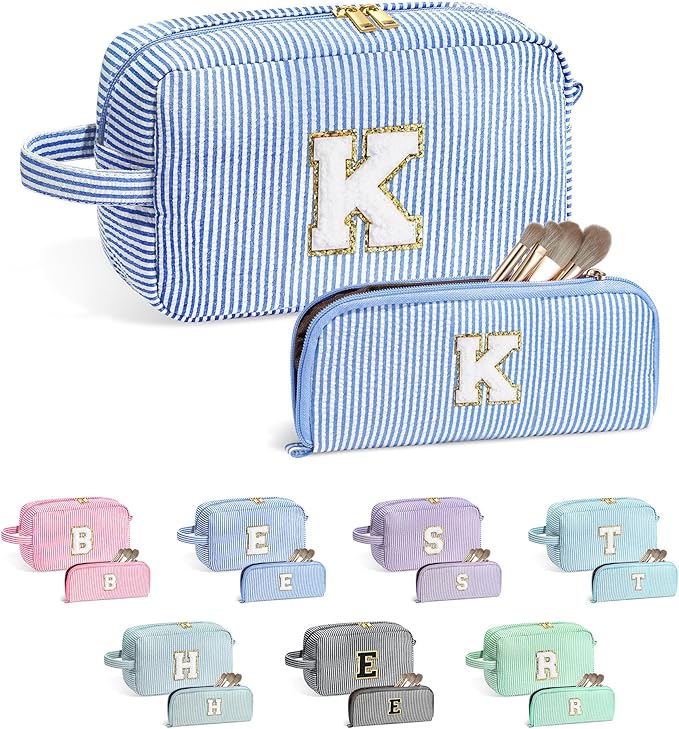 YOOLIFE Gifts for Teen Girls - Personalized Initial Makeup Bag, Birthday Gifts for Women Sister Friend Daughter Girls Kids