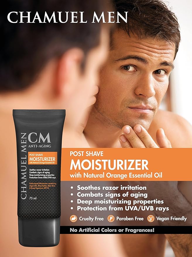 Anti Aging Daily Aftershave for Men - All Natural Mens Face Cream and Moisturizer with Argan, Shea & Aloe Facial Fuel for Sensitive, Dry, Oily or Combo Skin, 2.6 oz