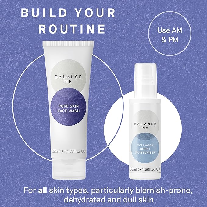 Balance Me Pure Skin Face Wash, Gentle Foaming Facial Cleanser with Moringa & Rice Bran (1 x 4.23 fl oz), Non Toxic Water-Based Facewash for Oily, Blemish-Prone & Sensitive Skin