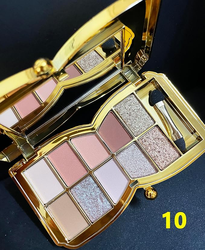 Glitter Eyeshadow Palette, 10 Colors Sparkle Shimmer & Matte Eye Shadow Highly Pigmented Waterproof Long Lasting Makeup Set (Color 10)