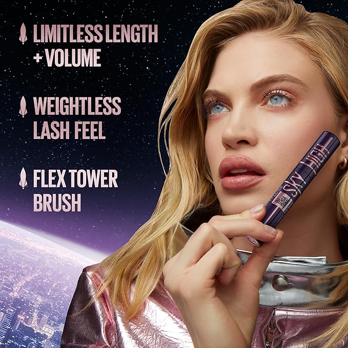 Maybelline Lash Sensational Sky High Waterproof Mascara Makeup, Volumizing, Lengthening, Defining, Curling, Multiplying, Buildable Formula, Brownish Black, 1 Count