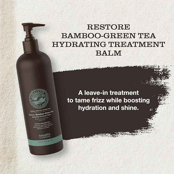 Tweak’d by Nature - Restore Bamboo-Green Tea Hydrating Leave In Hair Treatment, Strengthening Hair Serum, Invigorating Green Tea, Bamboo, and Coconut Scent, Cruelty Free (12 ounces)