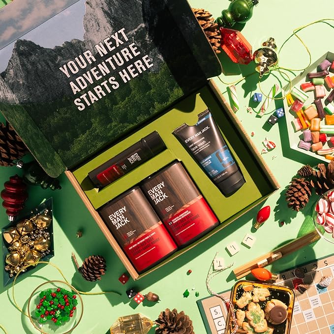 Every Man Jack Men’s Cedar + Red Sage Bath and Body Gift Set - Clean Ingredients & a Cedar, Sage, and Spice scent - Round Out His Routine with Men’s Body Wash, 2-in-1 Shampoo, Deodorant & Face Wash