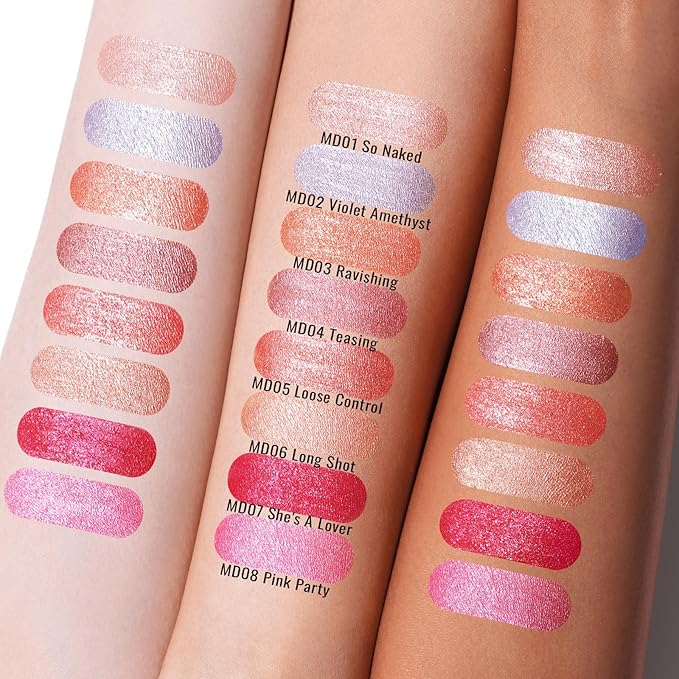 Oulac Orange Metallic Lipstick for Women, Lips & Eyeshadow 2 IN 1, Long Lasting Waterproof Lip Gloss, High Impact Lip Color, Oil-Based Formula, Vegan, MD03