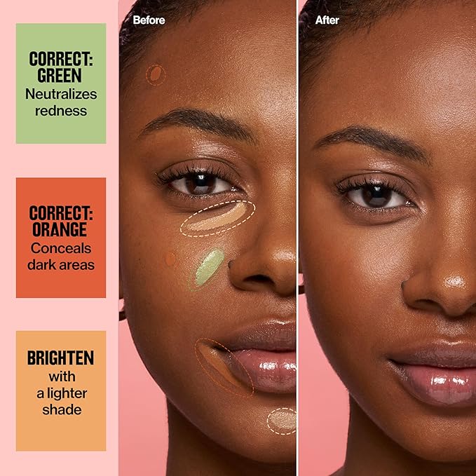 Revlon Glimmer Correcting Concealer, Liquid Under Eye Makeup, Made with Caffeine, Vitamin C, & Stevioside, 102 Orange, 0.3 fl oz