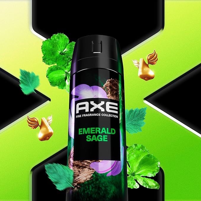 AXE Fine Fragrance Body Spray Variety Pack 4 Pack Everyday Essentials - Emerald Sage, Aqua Bergamot, Purple Patchouli, Pure Coconut Aluminum Free 4 oz
