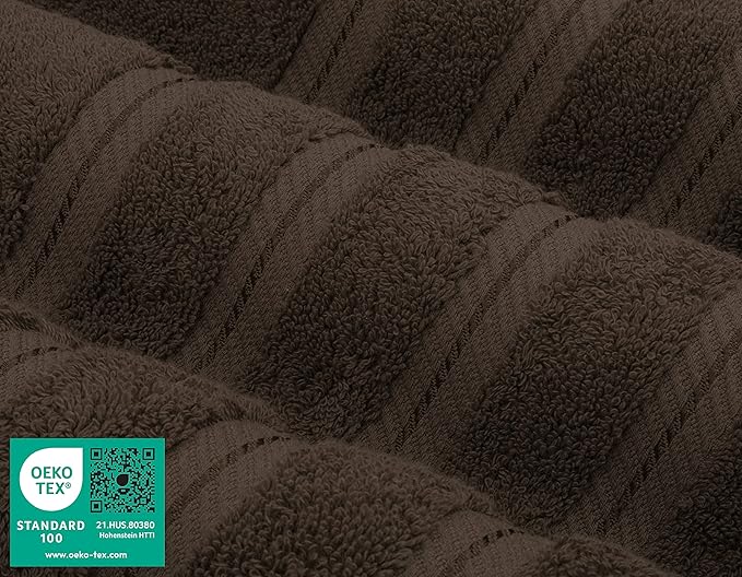 American Soft Linen Luxury 4 Piece Bath Towel Set, 600 GSM 100% Cotton Turkish Bath Towels for Bathroom, 27x54 in Extra Large Bathroom Shower Towels, Brown
