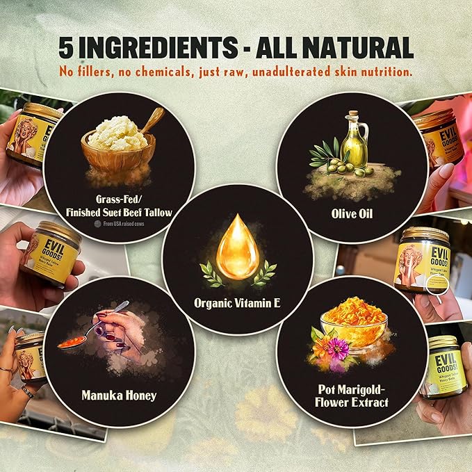 Whipped Beef Tallow and Honey Balm Moisturizer for Skin, Face, Lips, Body - Lavender