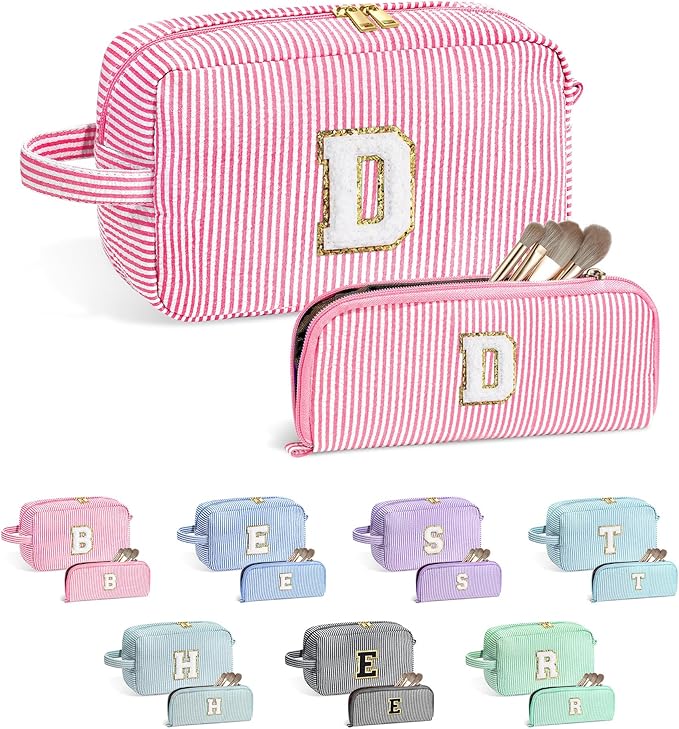 YOOLIFE Gifts for Teen Girls - Personalized Initial Makeup Bag, Birthday Gifts for Women Sister Friend Daughter Girls Kids
