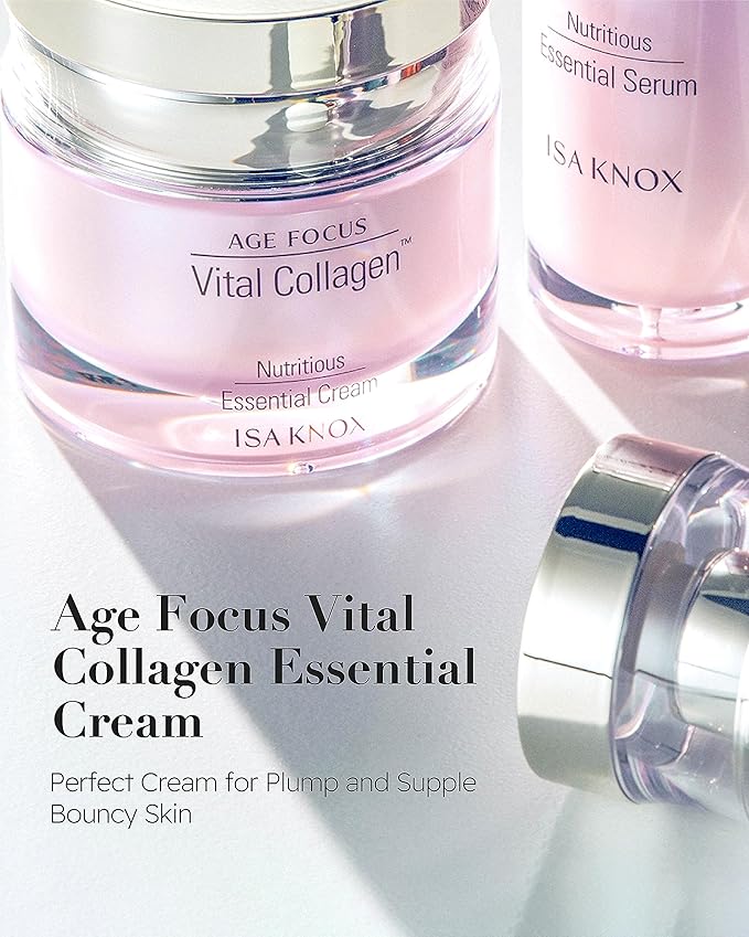 Isa Knox AGE FOCUS VITAL COLLAGEN Essential Cream (2.4fl oz) - Korean Skin Care, Moisturizer by LG Beauty. Hydrolyzed Collagen, Vitamins C, B12 & E.