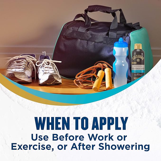 Gold Bond Men's Essentials Talc-Free Body Powder Spray 7 oz. Recharge Scent Wetness Protection