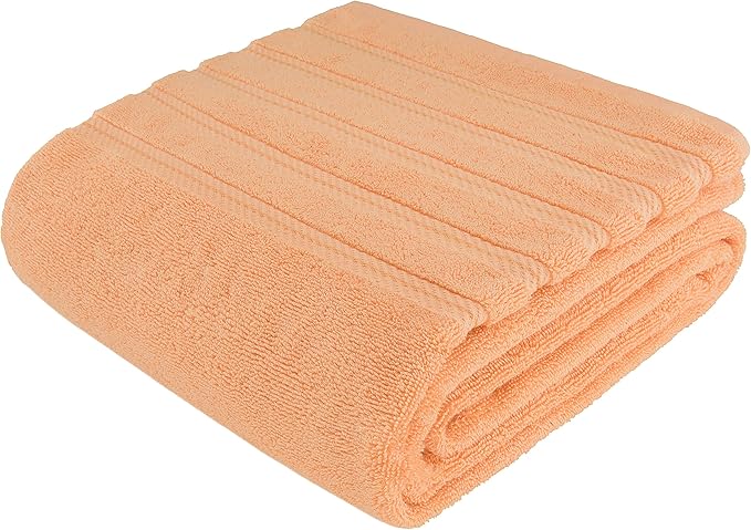 American Soft Linen 35x70 Jumbo Large Bath Towels, 600 GSM 100% Cotton Turkish Bath Sheet, Oversized Luxury Bath Towels for Bathroom Beach and Pool, Malibu Peach