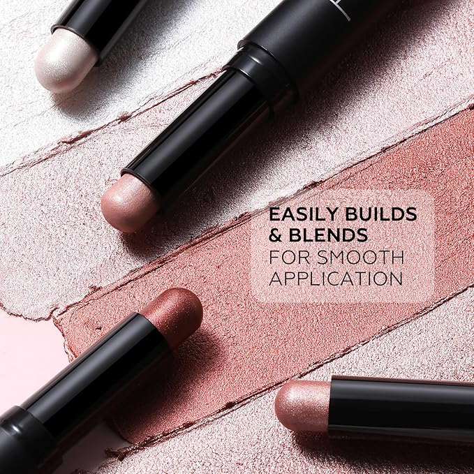 FOCALLURE 4PCS Cream Eyeshadow Stick Sets,Highlighter Eye Shadow Pencil with Crease-proof Formula,Long Lasting Waterproof Eyes Makeup,Pearl Rose