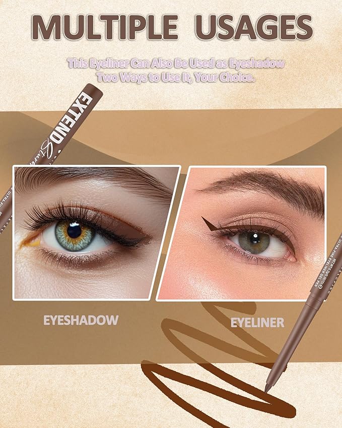 Brown Mascara and Brown Eyeliner Set,5D Waterproof Mascara Volume and Length Natural Lengthening Curling, Smudge Proof Brown Eyeliner Pencil, Natural Eye Makeup Gift Kit for Women in Halloween Set-05