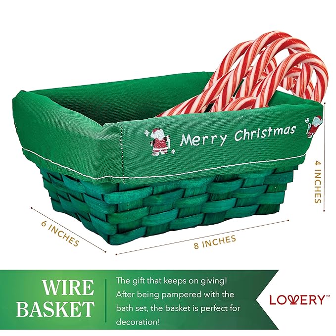 Bath and Body Christmas Gift Basket ForWomen–Strawberry & Sandalwood Fragrance-Holiday Home SpaSet, Includes Merry Christmas Body Lotion, 2 OversizedBath Bombs, Bath Salt, Weaved Basket & More