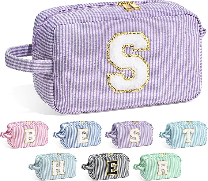 YOOLIFE Birthday Gifts - 21st 20th 30th 40th 50th 60th Birthday Gifts for Women, Happy Birthday Gifts, Personalized Birthday Gifts for Women, Monogram Initial Makeup Bag, Cosmetic Bag for Women S