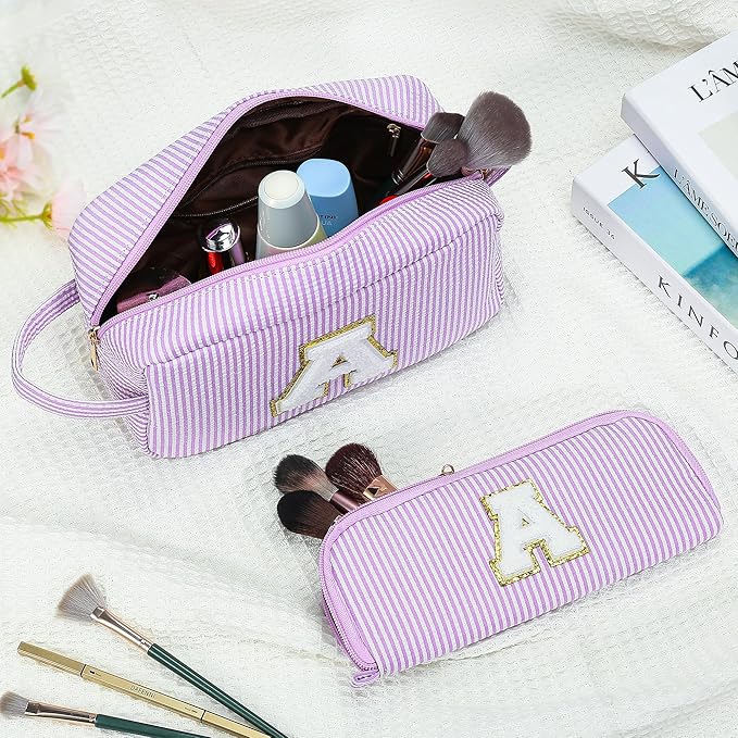 YOOLIFE Gifts for Teen Girls - Personalized Initial Makeup Bag, Birthday Gifts for Women Sister Friend Daughter Girls Kids