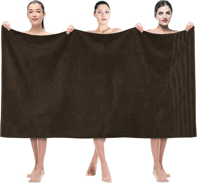 American Soft Linen 35x70 Jumbo Large Bath Towels, 600 GSM 100% Cotton Turkish Bath Sheet, Oversized Luxury Bath Towels for Bathroom Beach and Pool, Brown