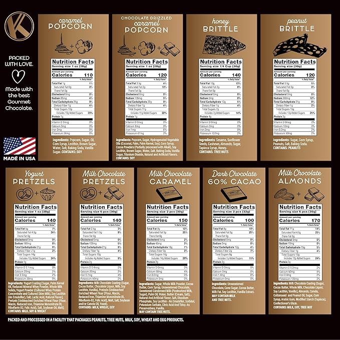 KREMERY Creamy Chocolate Cravings - Chocolate Covered Pretzels & Caramel Popcorn Gift Basket, in Seagrass Tray + Ribbon (Premium, 2.5 lbs) Food Arrangement, Food Assortments USA Made