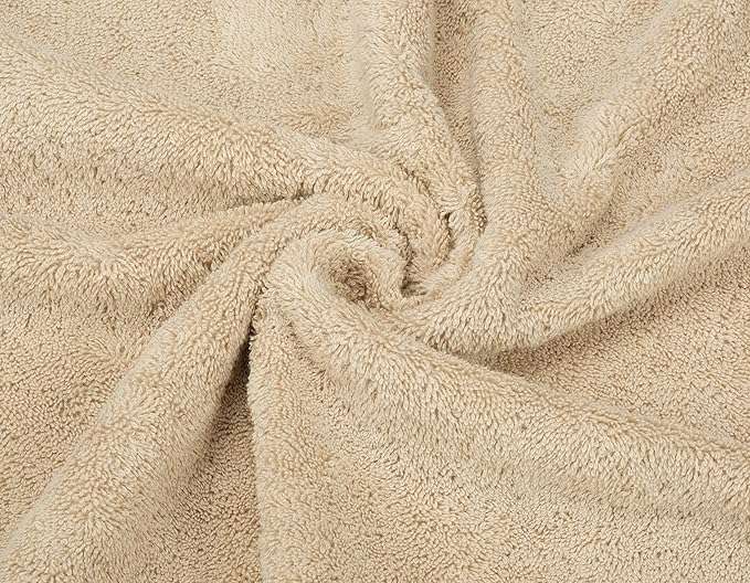 American Soft Linen Luxury 6 Piece Towel Set, 2 Bath Towels 2 Hand Towel 2 Washcloths, 600 GSM 100% Cotton Turkish Towels for Bathroom, Beige Towel Sets