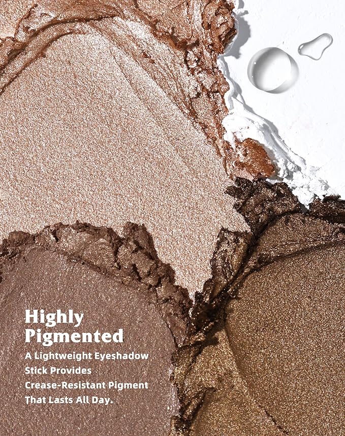 KIMUSE Eyeshadow Stick 4 Colors Set, 3-in-1 Eye Brightener Stick, Long Lasting, Waterproof, Buildable Color, Natural Glow for Daily & Party Makeup